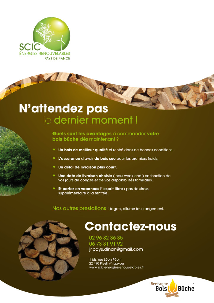 Bois de chauffage, bois bûche, SCIC ENR Bois & Energie en Pays de Rance à  Tréméreuc